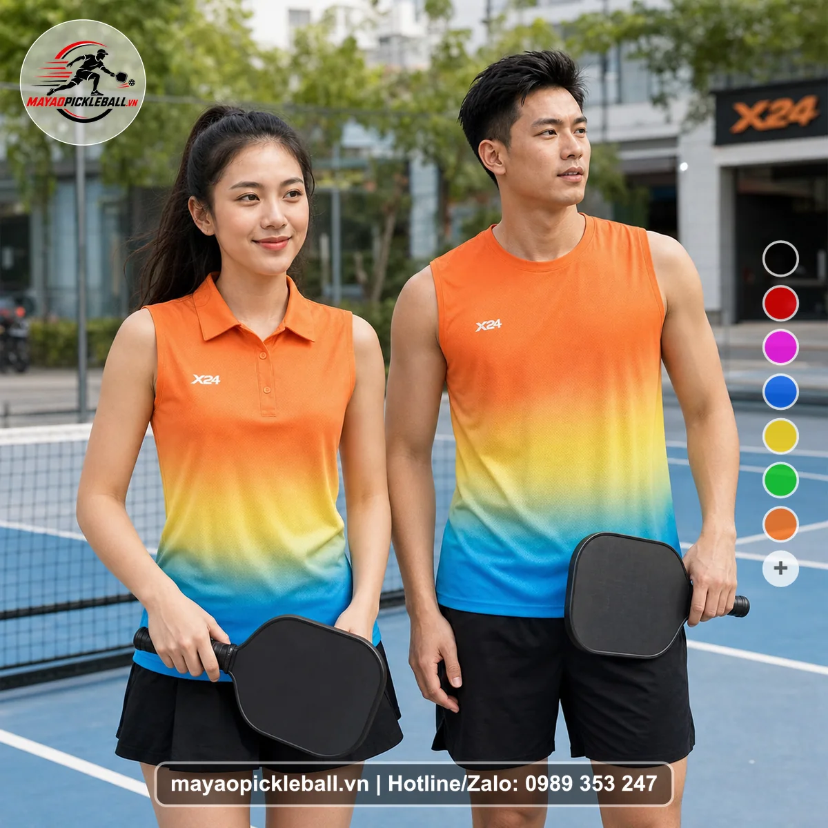Bộ quần áo pickleball X24-PB-312 nổi bật biến thể không ống tay