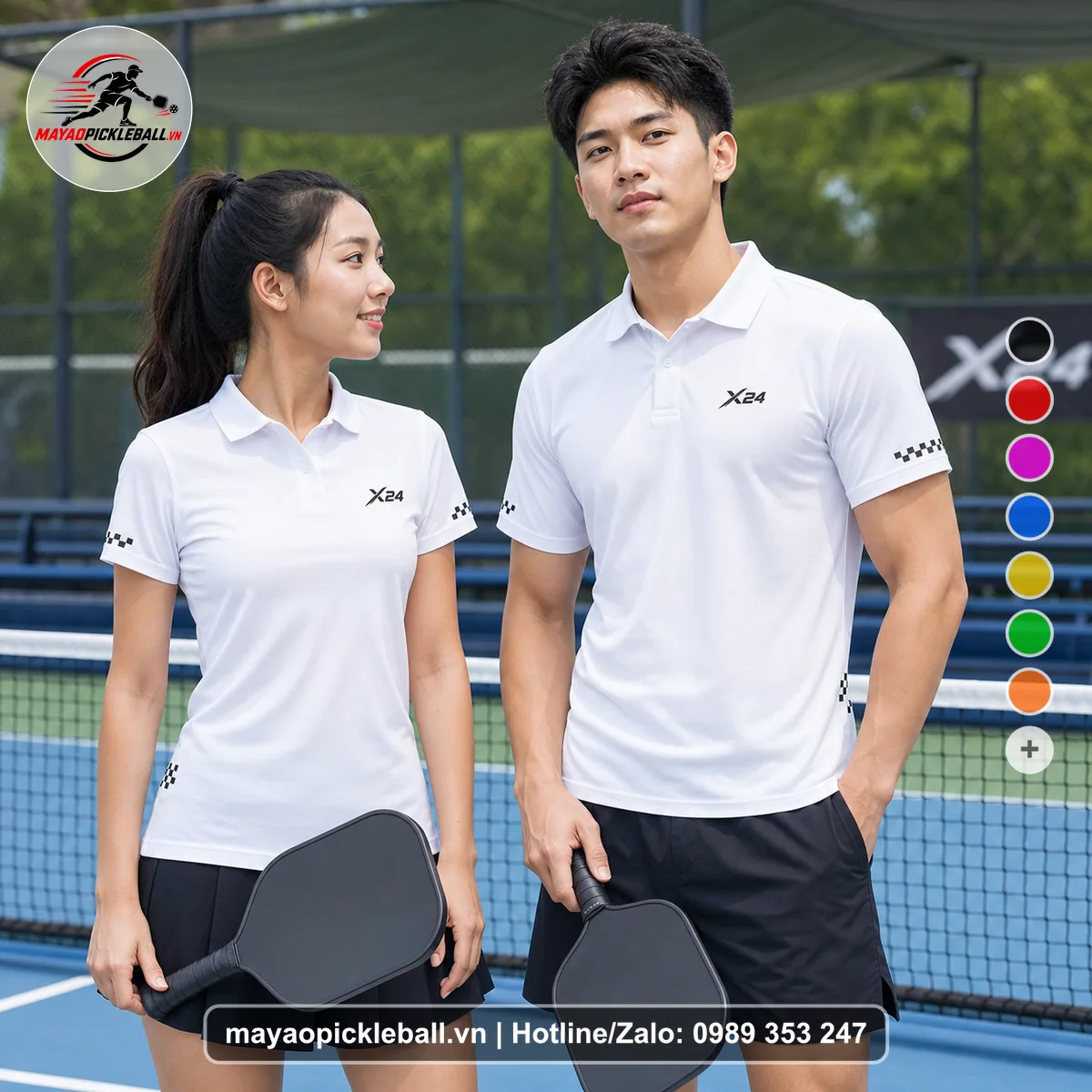 Bộ quần áo pickleball X24-PB-313 nổi bật áo có tay có cổ