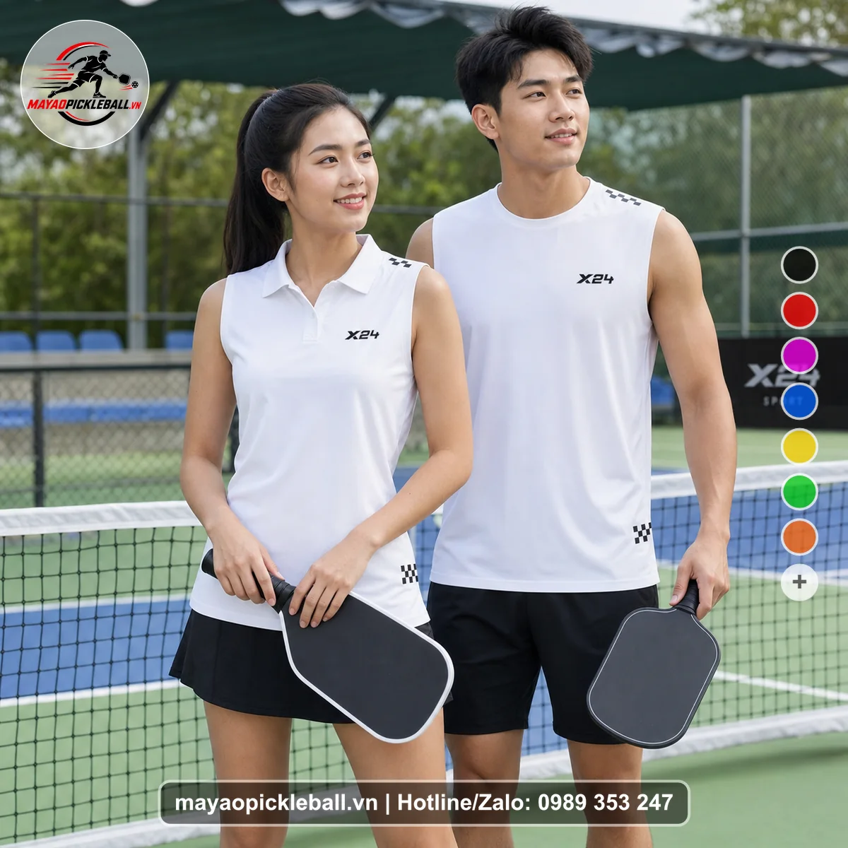 Bộ quần áo pickleball X24-PB-313 nổi bật biến thể không ống tay