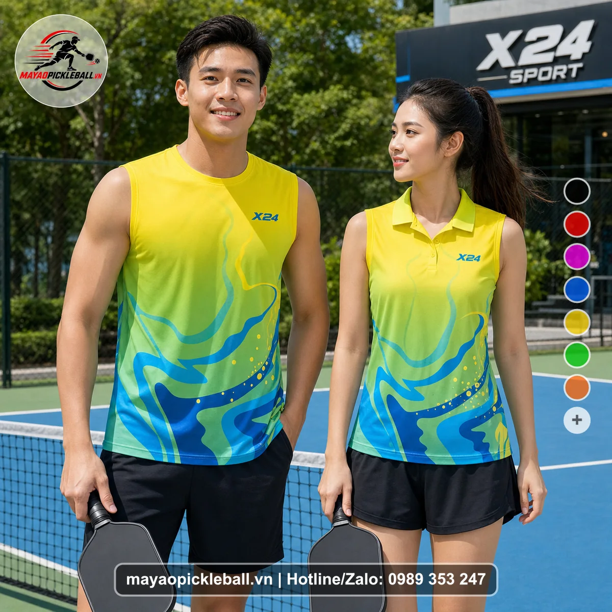Bộ quần áo pickleball X24-PB-314 nổi bật biến thể không ống tay