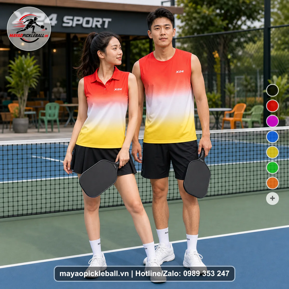 Bộ quần áo pickleball X24-PB-315 nổi bật biến thể không ống tay