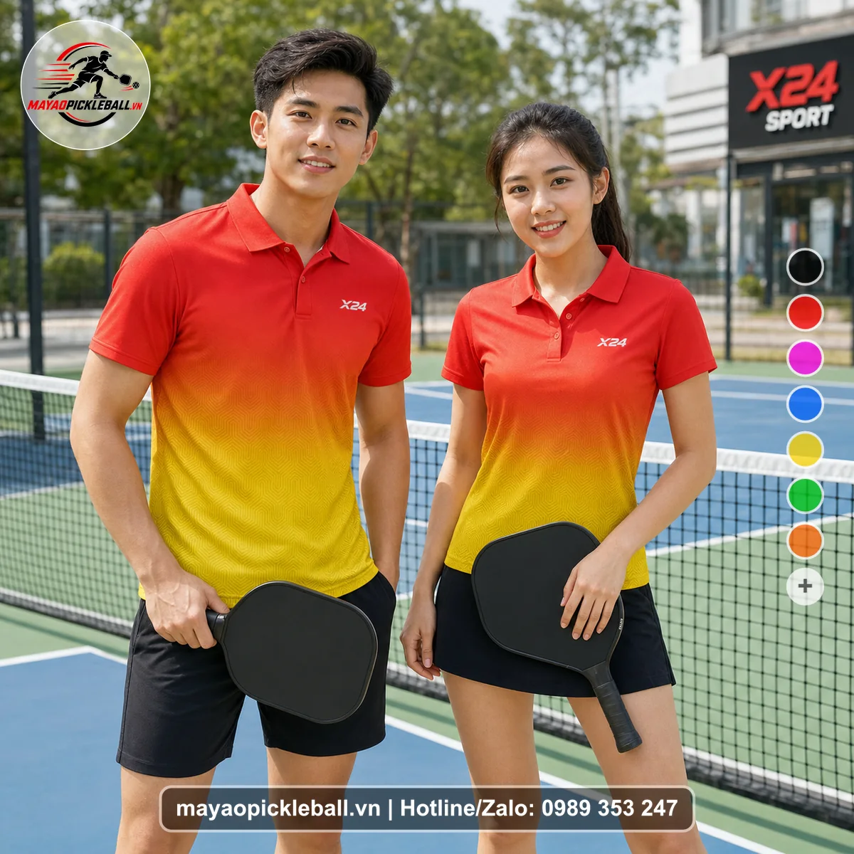 Bộ quần áo pickleball X24-PB-316 nổi bật áo có tay có cổ
