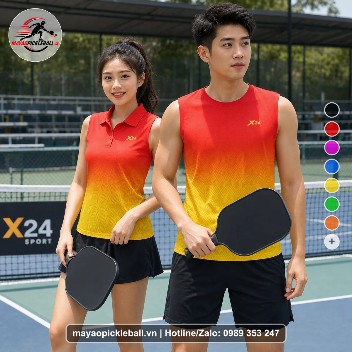 Bộ quần áo pickleball X24-PB-316 nổi bật biến thể không ống tay
