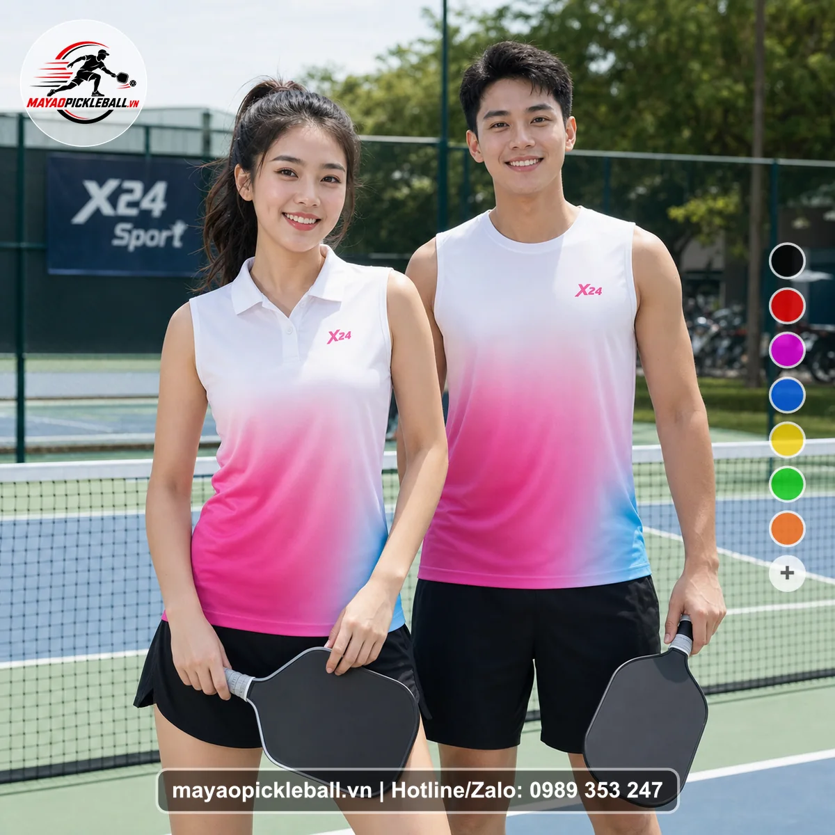 Bộ quần áo pickleball X24-PB-317 nổi bật biến thể không ống tay