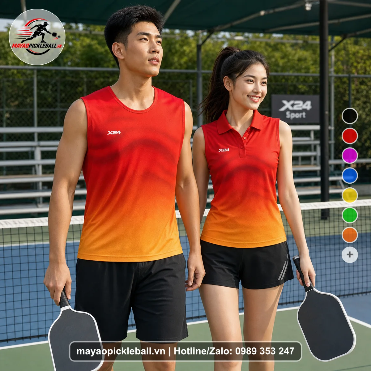 Bộ quần áo pickleball X24-PB-318 nổi bật biến thể không ống tay