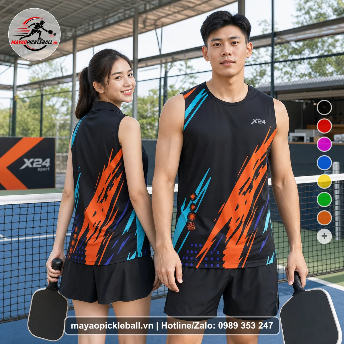 Bộ quần áo pickleball X24-PB-320 nổi bật biến thể không ống tay