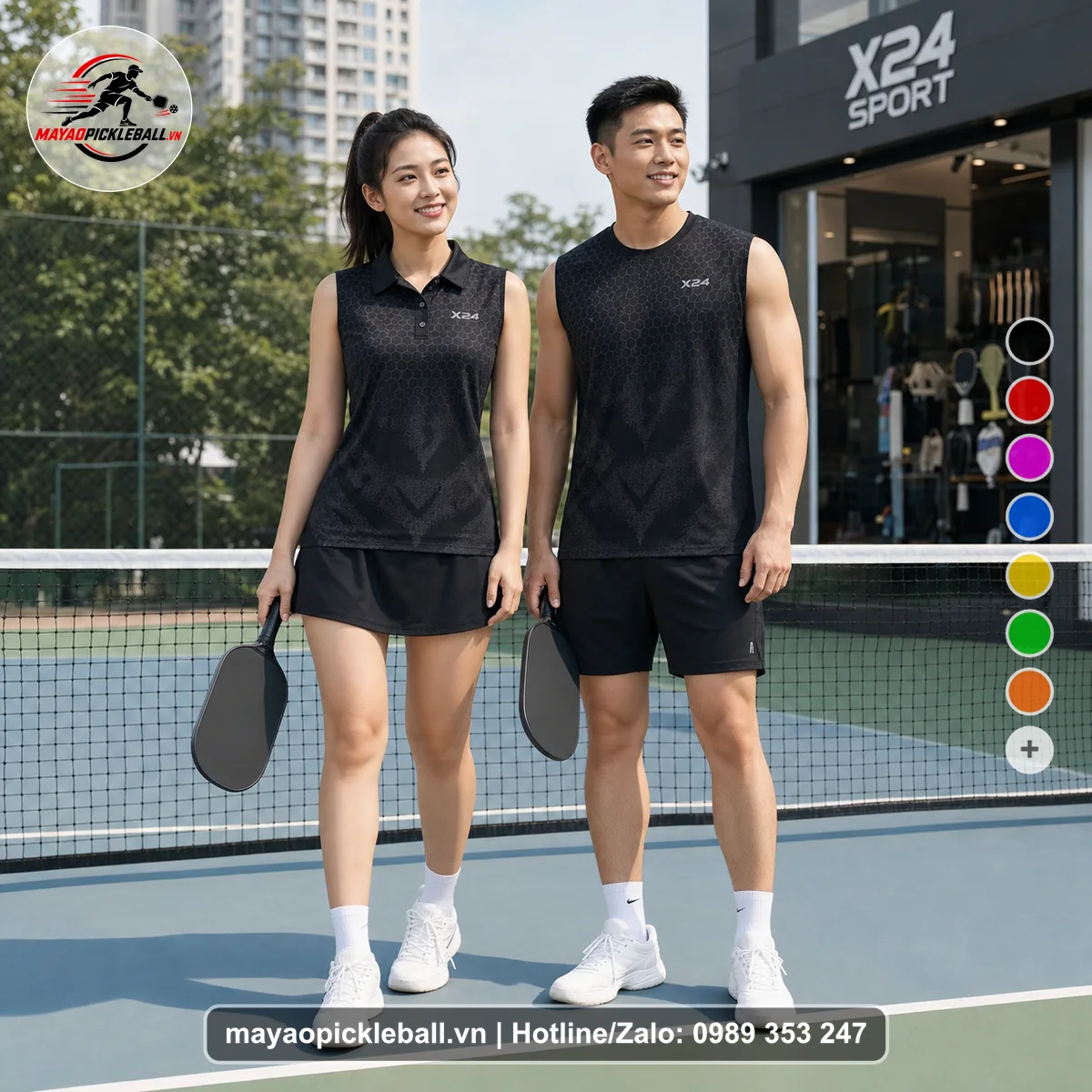 Bộ quần áo pickleball X24-PB-321 nổi bật biến thể không ống tay