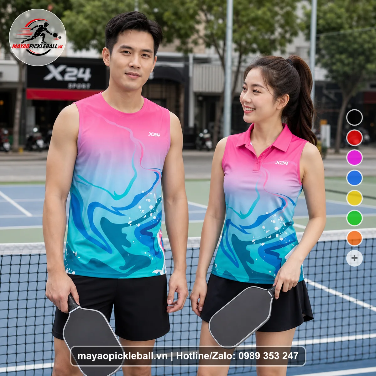 Bộ quần áo pickleball X24-PB-323 nổi bật biến thể không ống tay