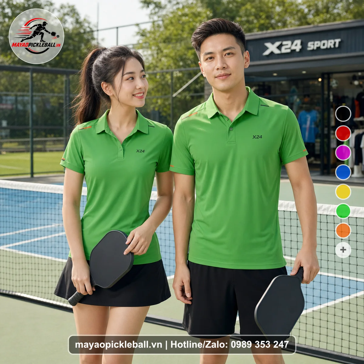 Bộ quần áo pickleball X24-PB-325 nổi bật áo có tay có cổ