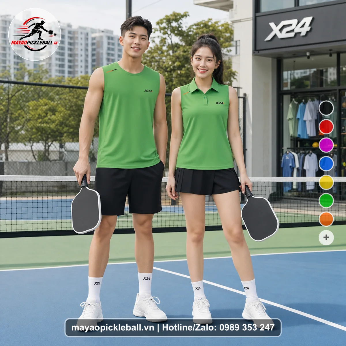 Bộ quần áo pickleball X24-PB-325 nổi bật biến thể không ống tay