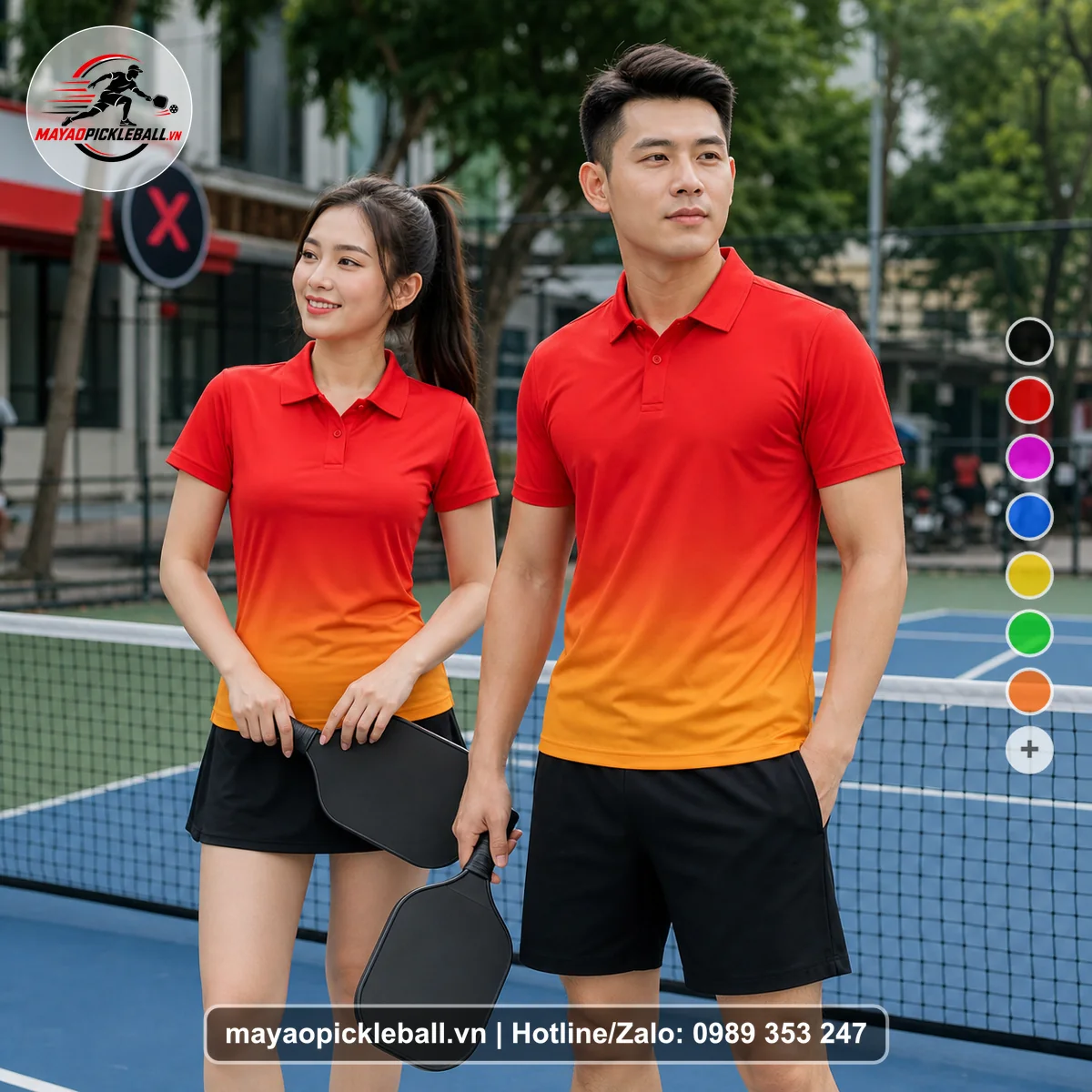 Bộ quần áo pickleball X24-PB-328 nổi bật áo có tay có cổ