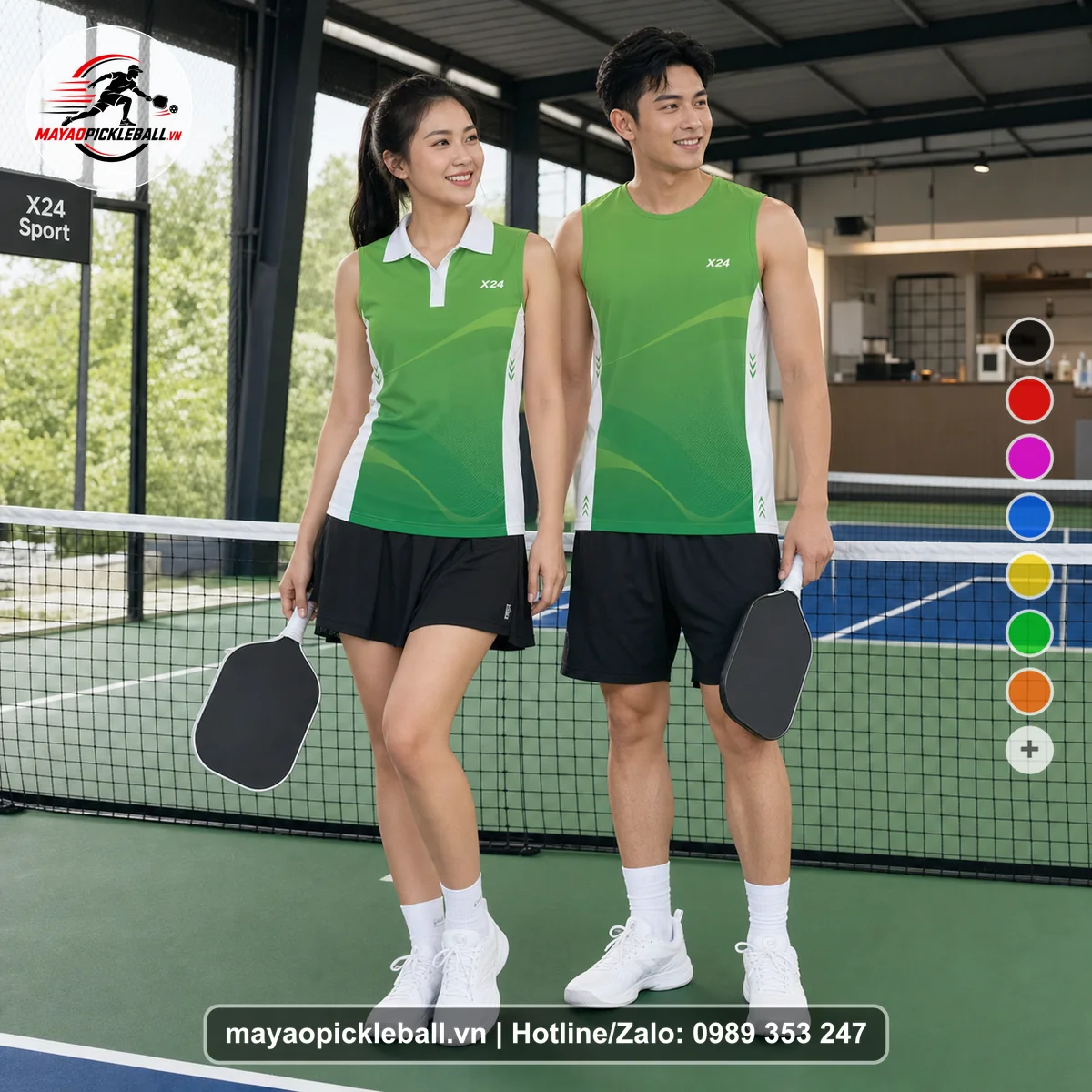 Bộ quần áo pickleball X24-PB-329 nổi bật biến thể không ống tay