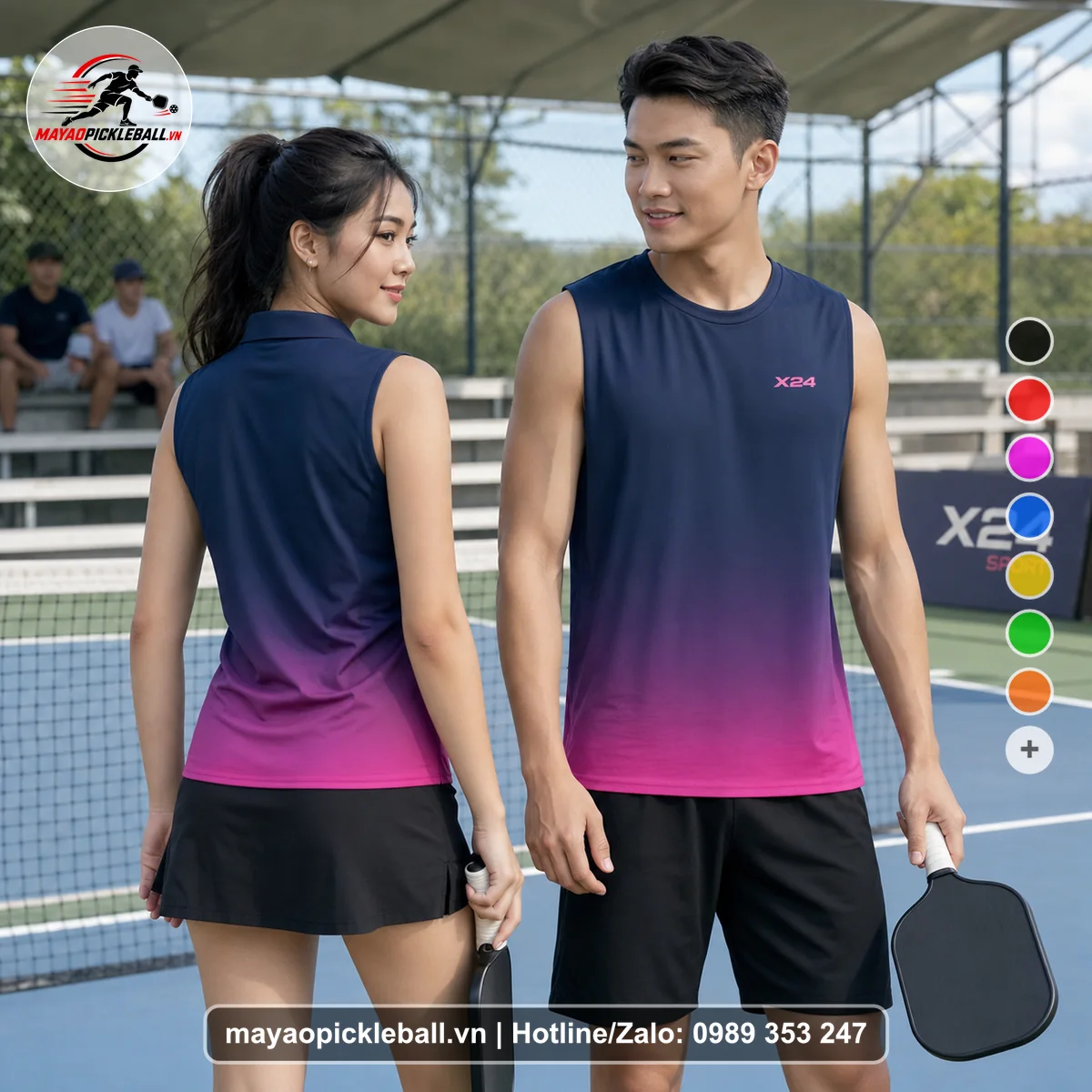 Bộ quần áo pickleball X24-PB-331 nổi bật biến thể không ống tay
