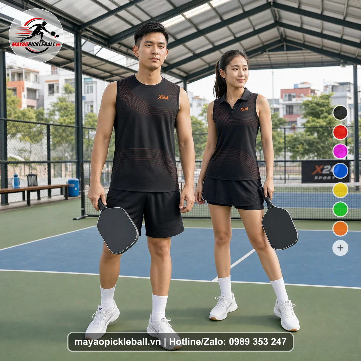 Bộ quần áo pickleball X24-PB-337 nổi bật biến thể không ống tay
