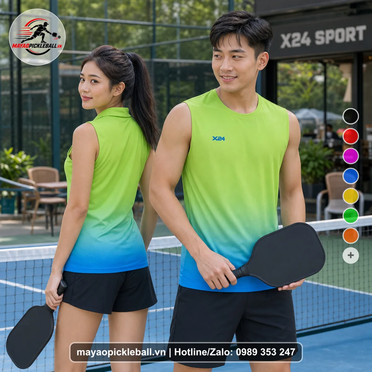 Bộ quần áo pickleball X24-PB-339 nổi bật biến thể không ống tay
