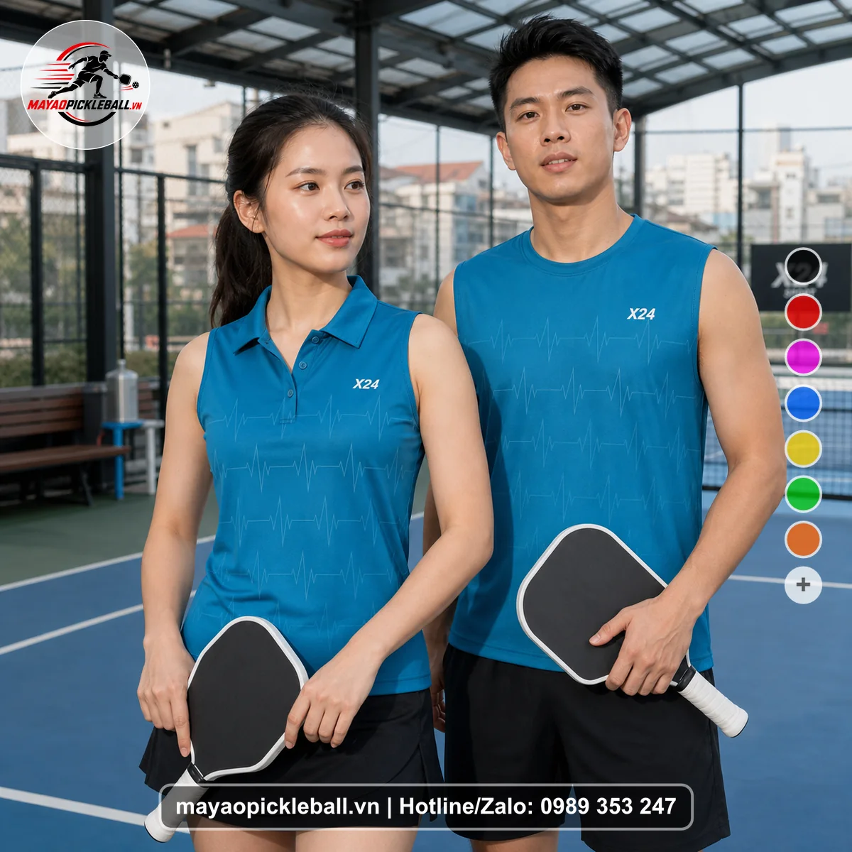 Bộ quần áo pickleball X24-PB-340 nổi bật biến thể không ống tay