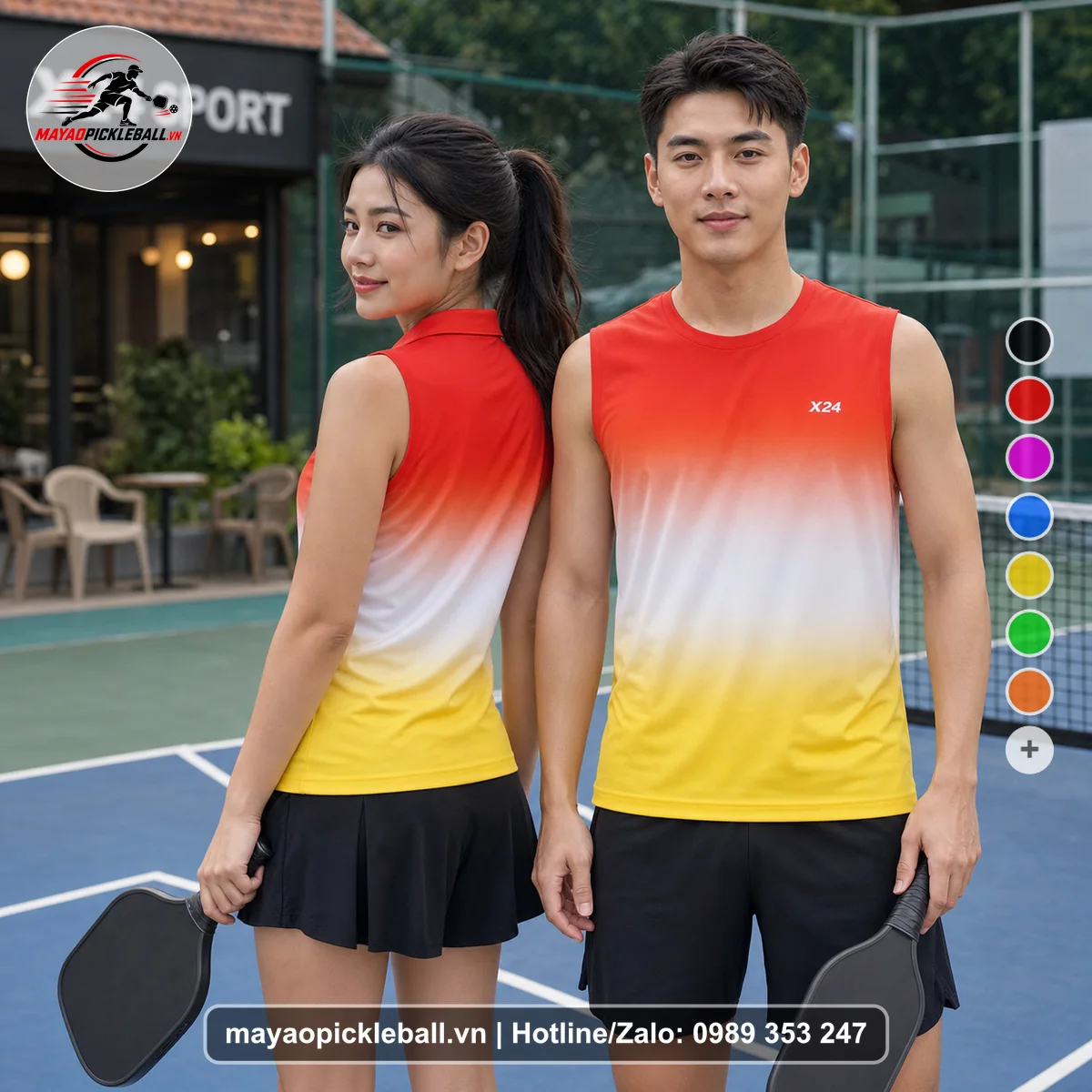 Bộ quần áo pickleball X24-PB-341 nổi bật biến thể không ống tay