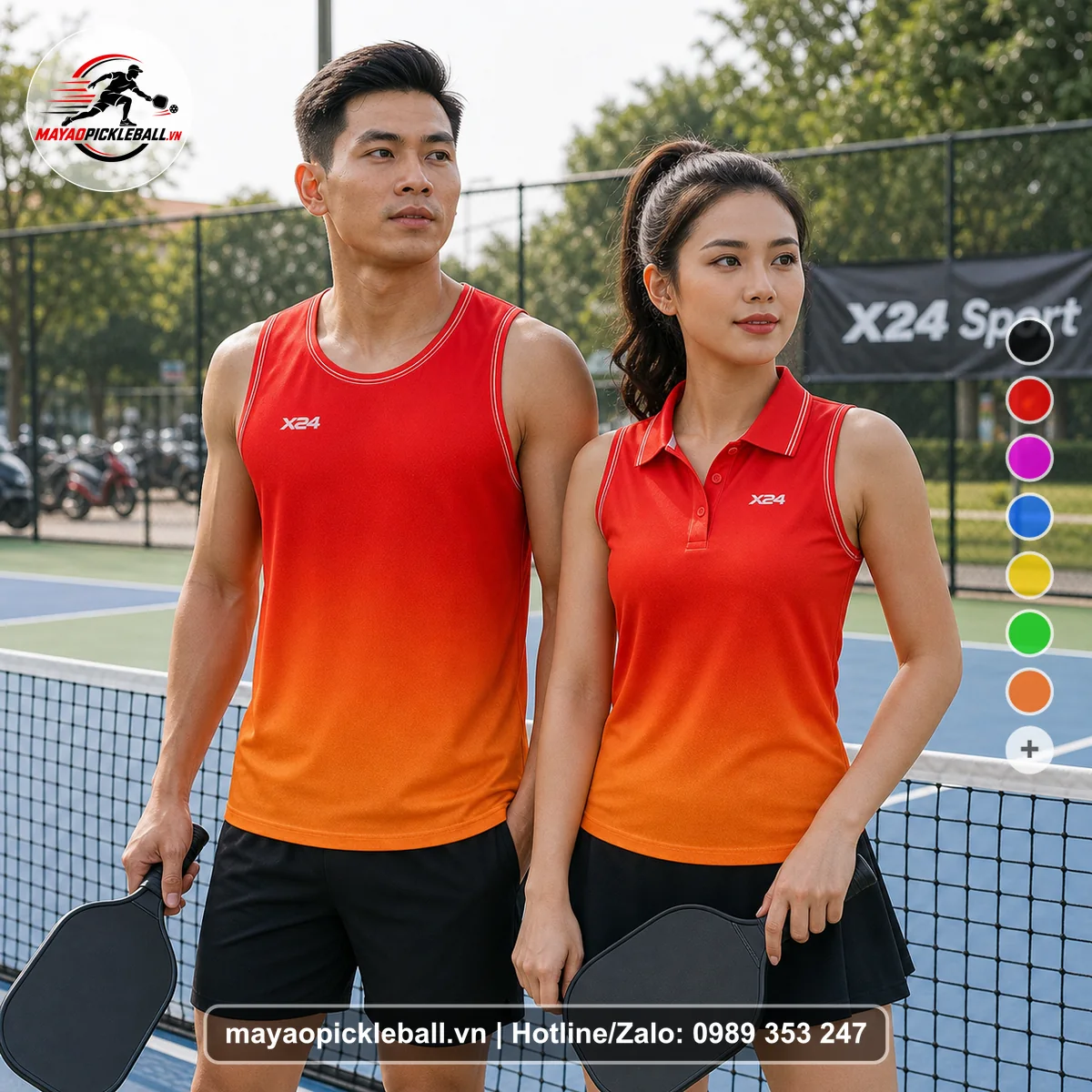 Bộ quần áo pickleball X24-PB-342 nổi bật biến thể không ống tay
