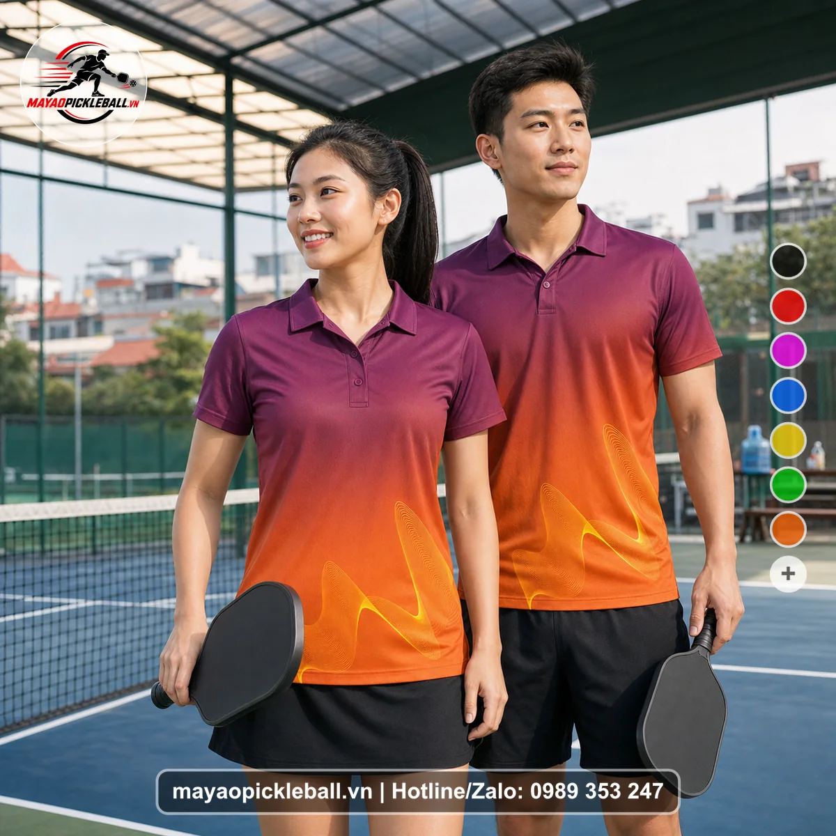 Bộ quần áo pickleball X24-PB-344 nổi bật áo có tay có cổ