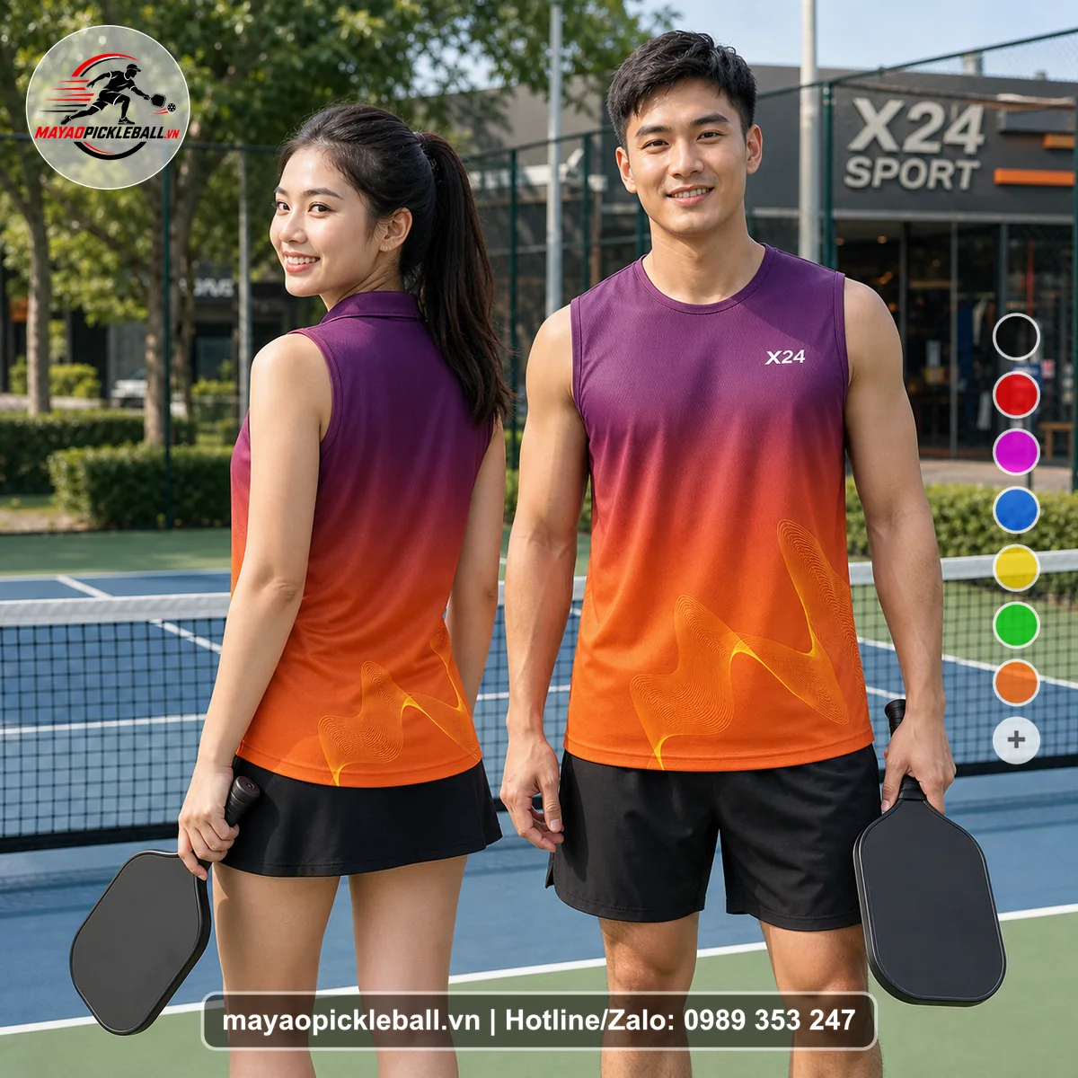 Bộ quần áo pickleball X24-PB-344 nổi bật biến thể không ống tay