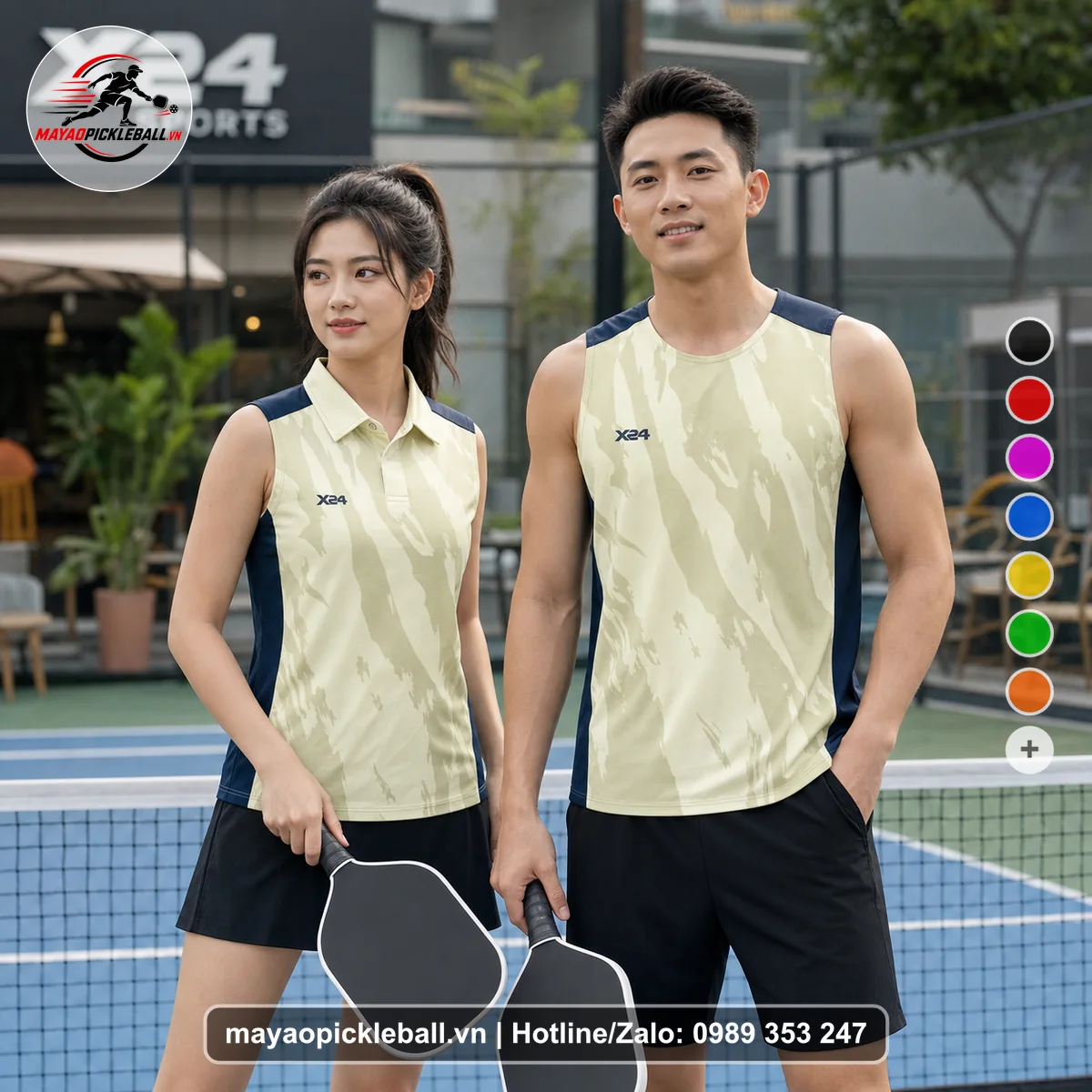 Bộ quần áo pickleball X24-PB-353 nổi bật biến thể không ống tay