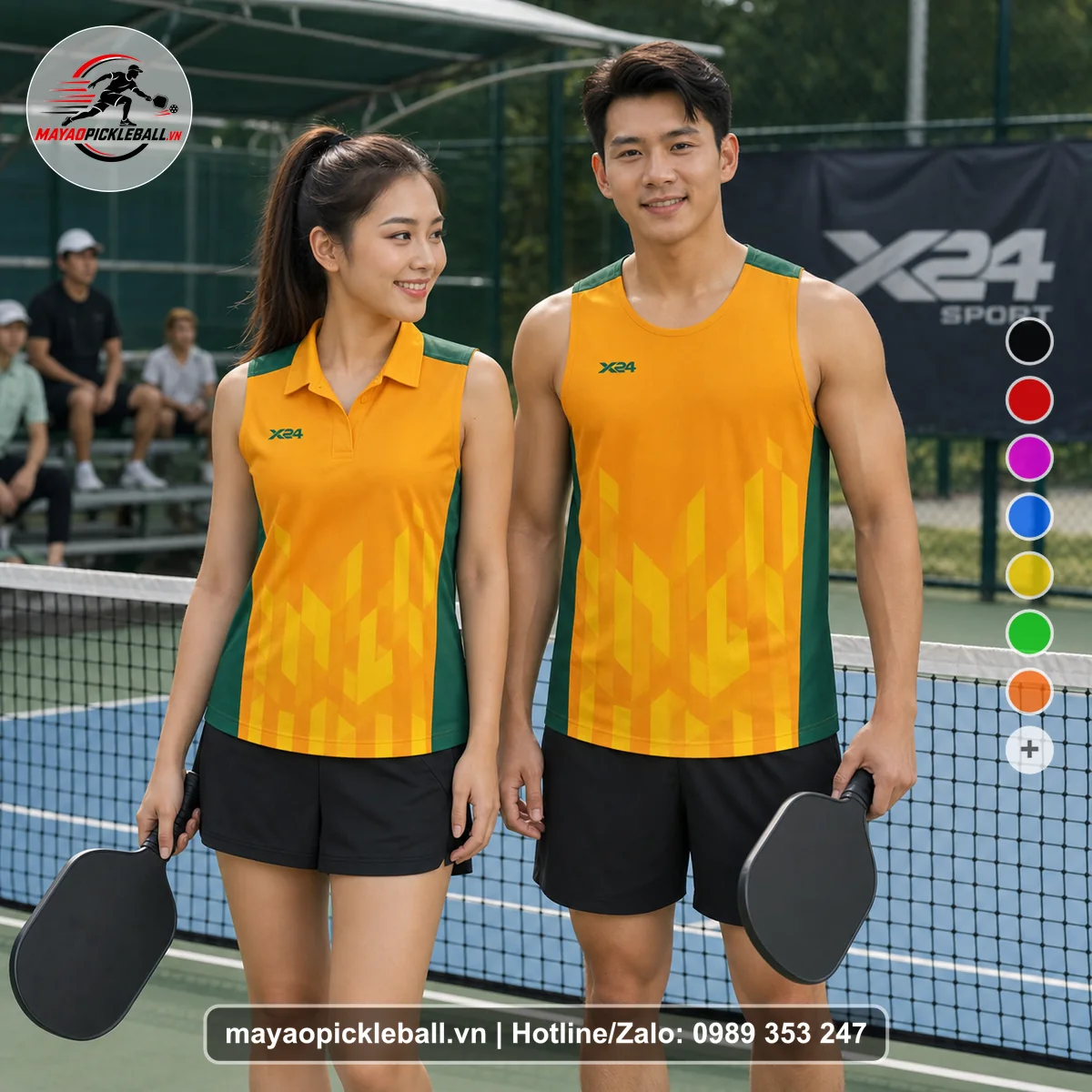 Bộ quần áo pickleball X24-PB-356 nổi bật biến thể không ống tay