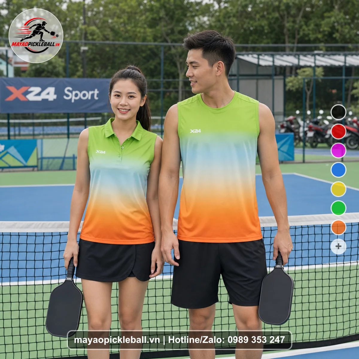Bộ quần áo pickleball X24-PB-357 nổi bật biến thể không ống tay