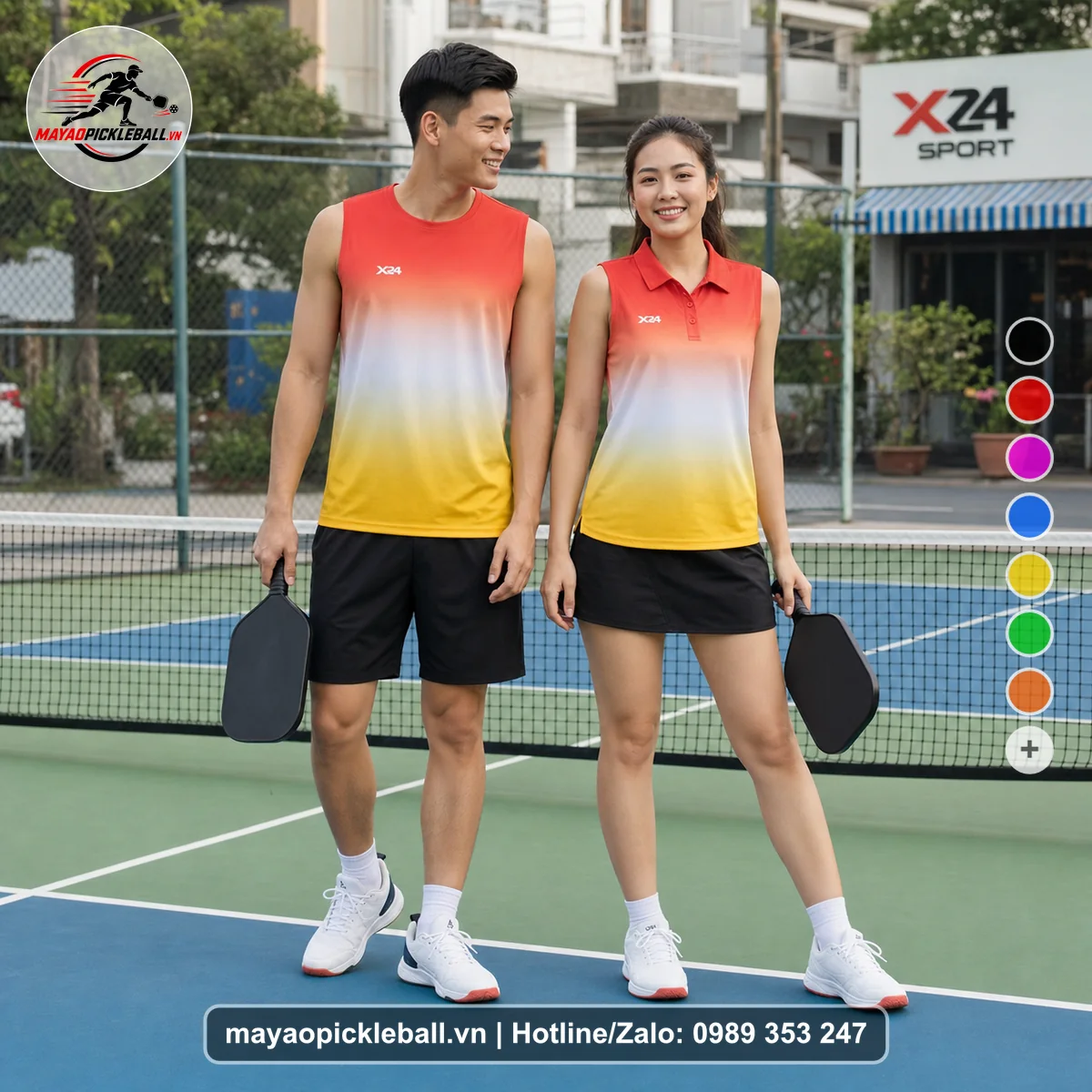 Bộ quần áo pickleball X24-PB-359 nổi bật biến thể không ống tay