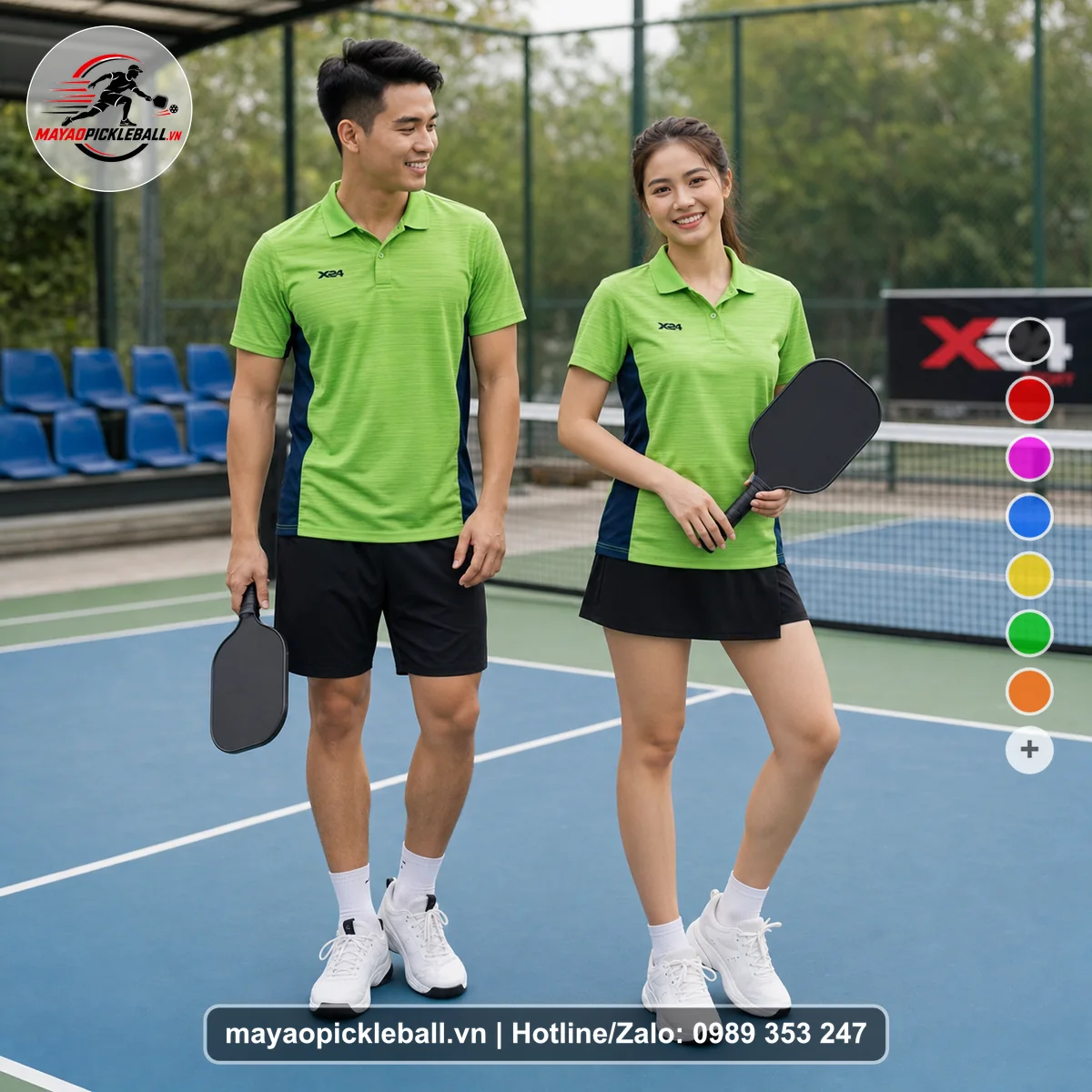 Bộ quần áo pickleball X24-PB-363 nổi bật áo có tay có cổ