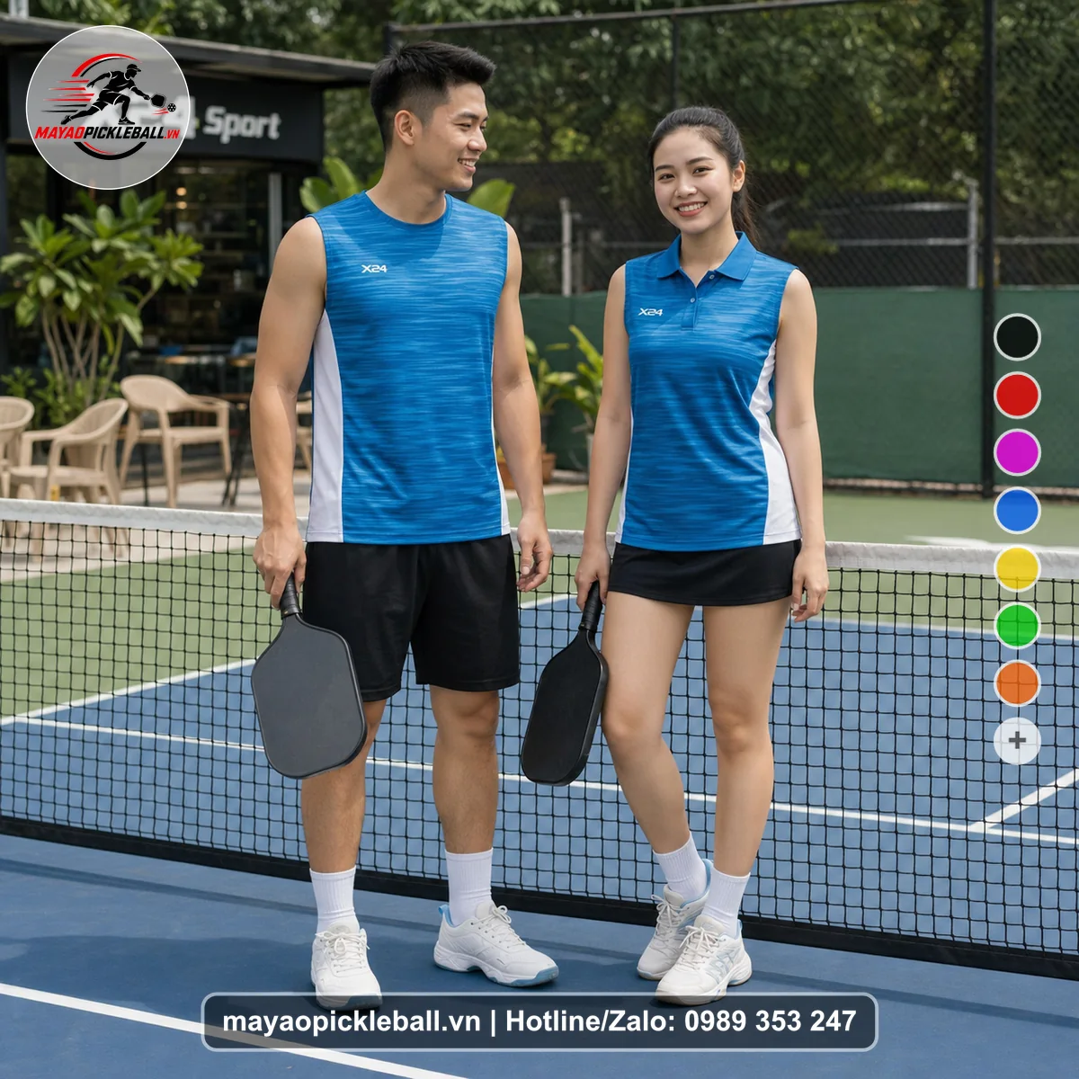 Bộ quần áo pickleball X24-PB-364 nổi bật biến thể không ống tay