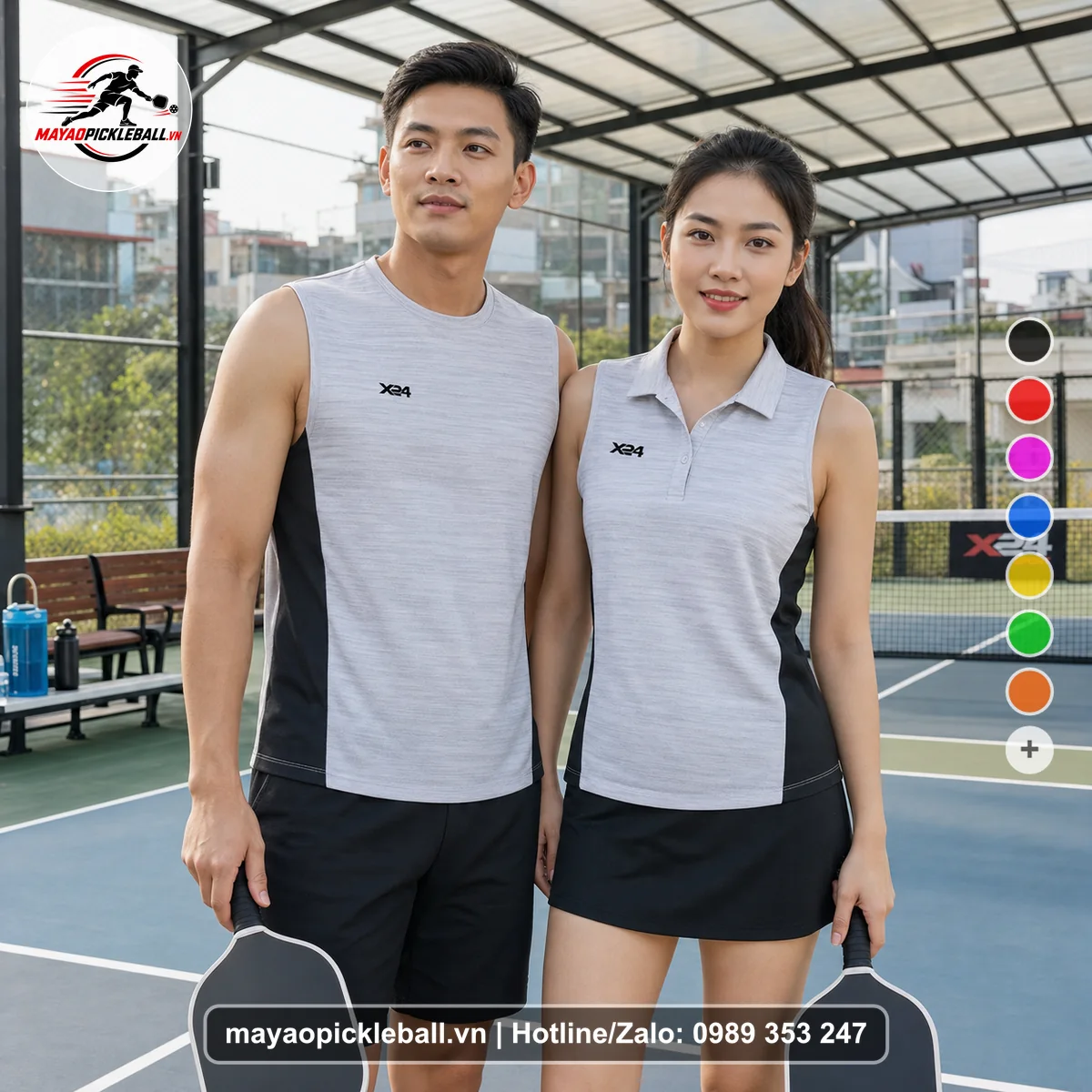 Bộ quần áo pickleball X24-PB-365 nổi bật biến thể không ống tay