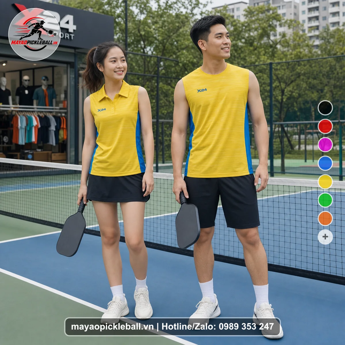 Bộ quần áo pickleball X24-PB-366 nổi bật biến thể không ống tay