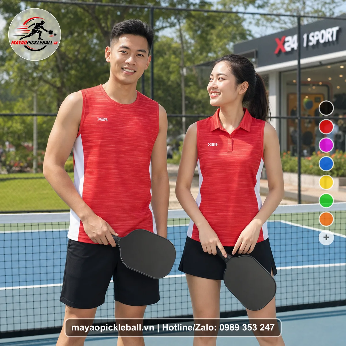 Bộ quần áo pickleball X24-PB-367 nổi bật biến thể không ống tay