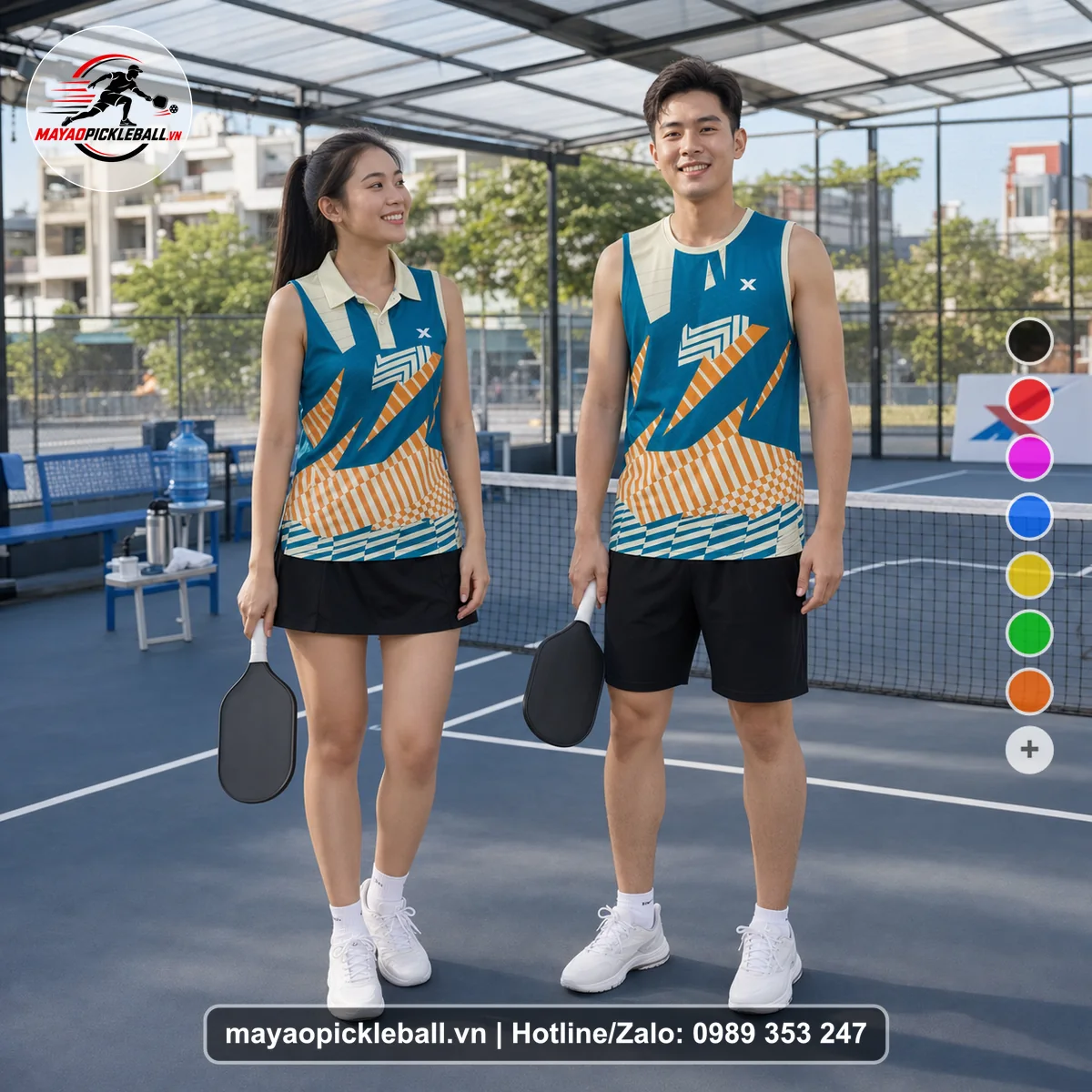 Bộ quần áo pickleball X24-PB-370 nổi bật biến thể không ống tay