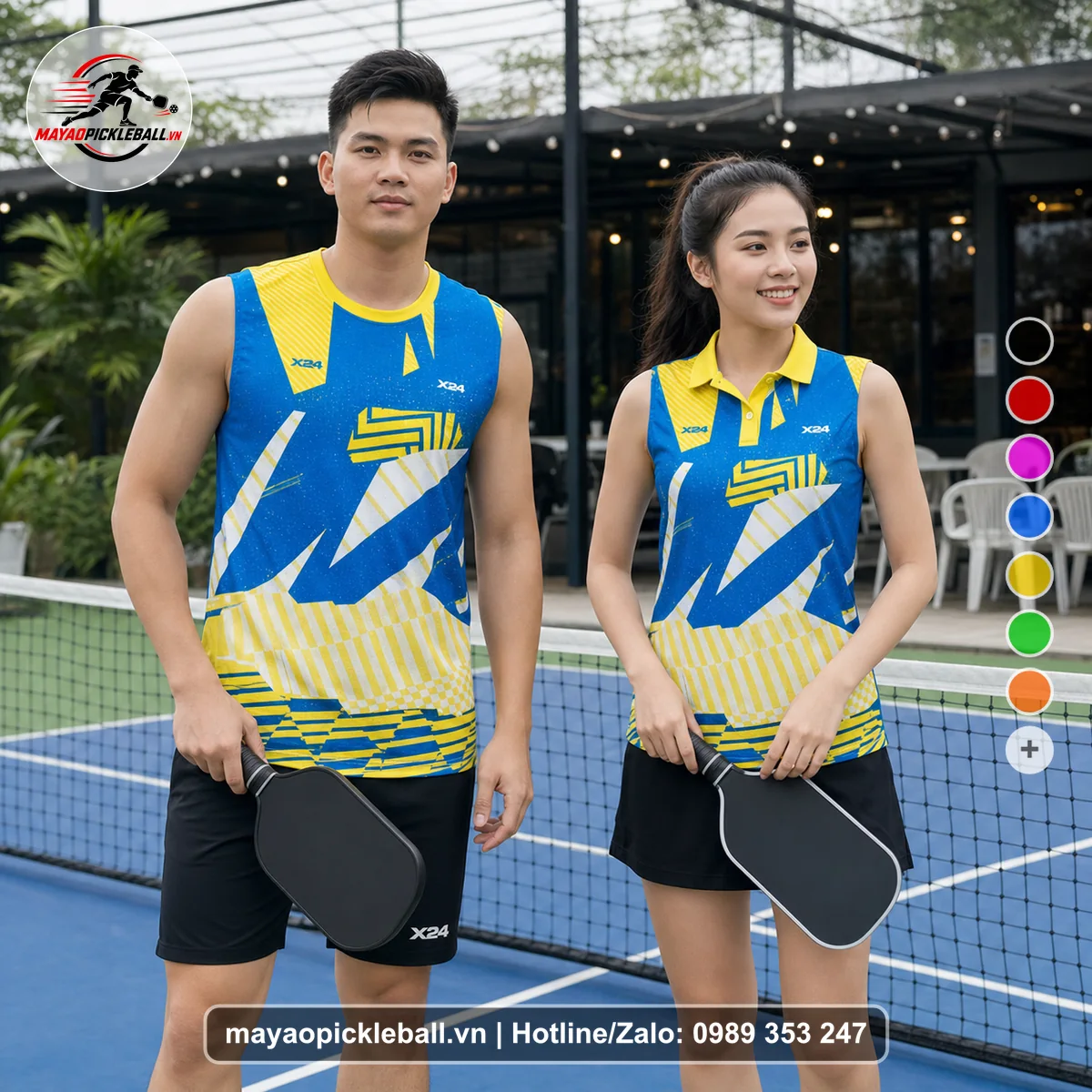 Bộ quần áo pickleball X24-PB-371 nổi bật biến thể không ống tay