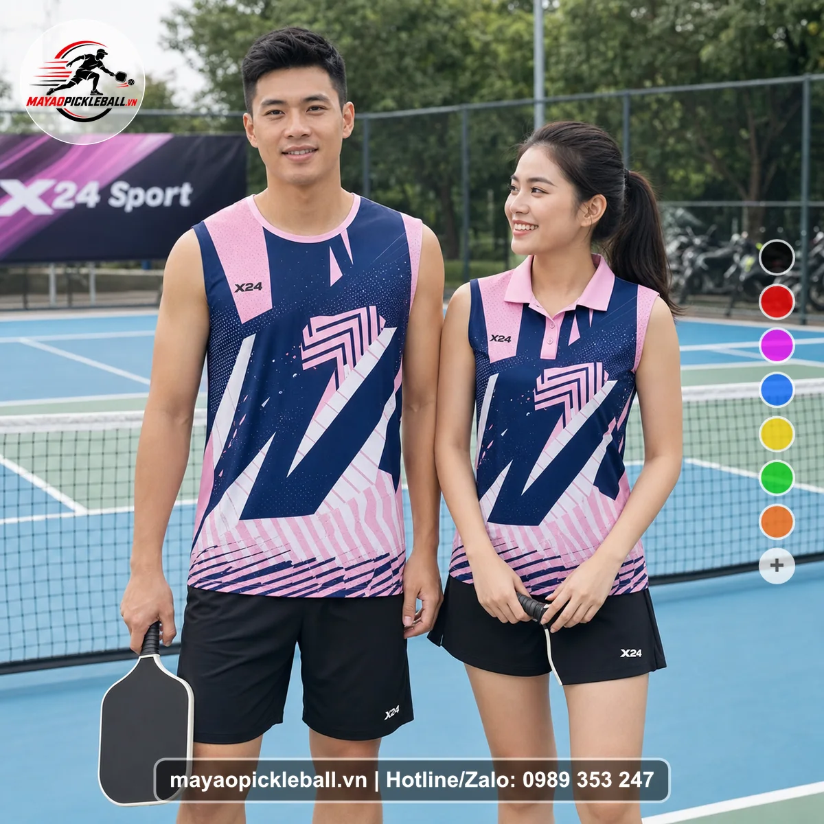Bộ quần áo pickleball X24-PB-372 nổi bật biến thể không ống tay