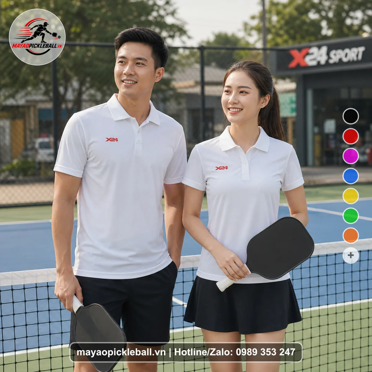 Bộ quần áo pickleball X24-PB-376 nổi bật áo có tay có cổ