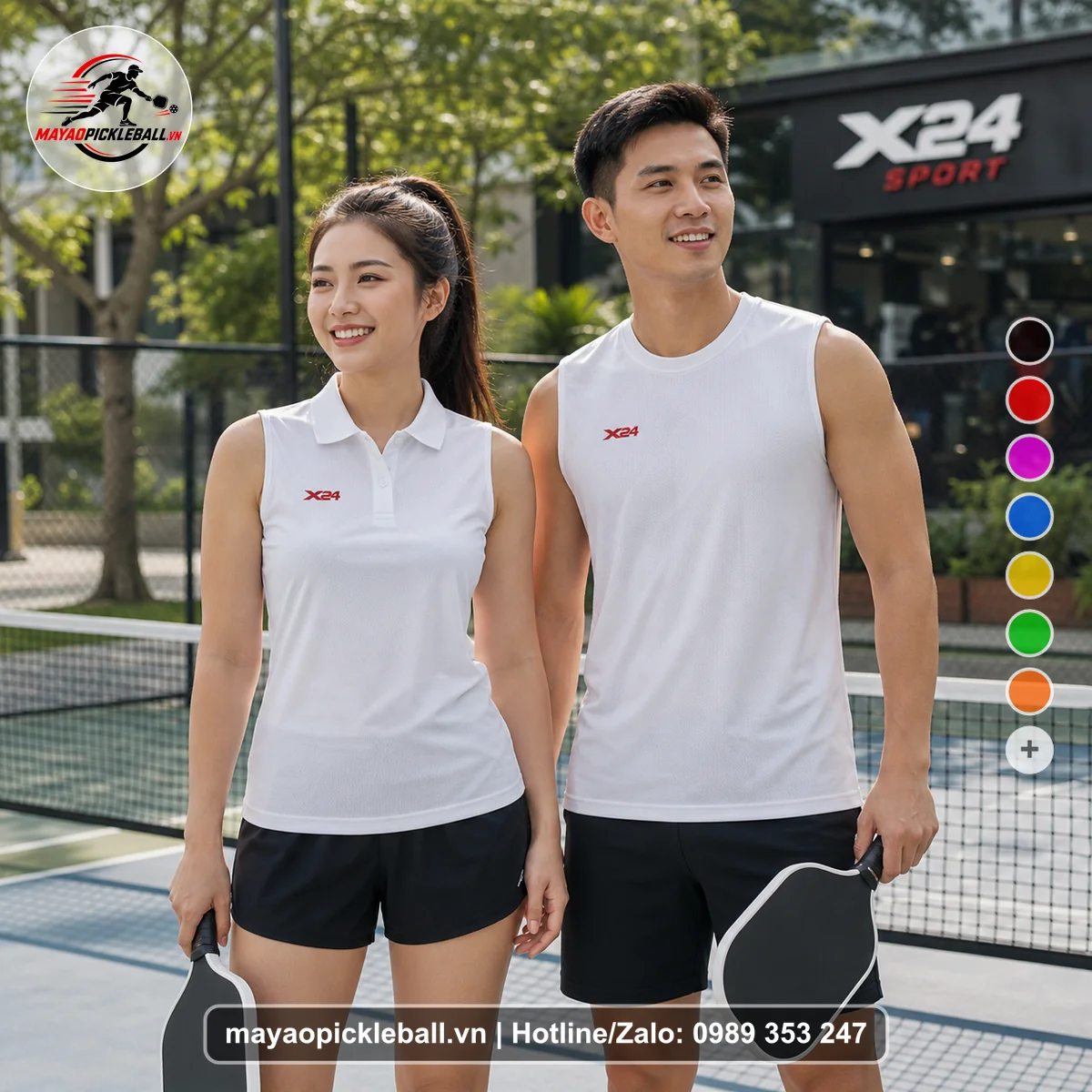 Bộ quần áo pickleball X24-PB-376 nổi bật biến thể không ống tay