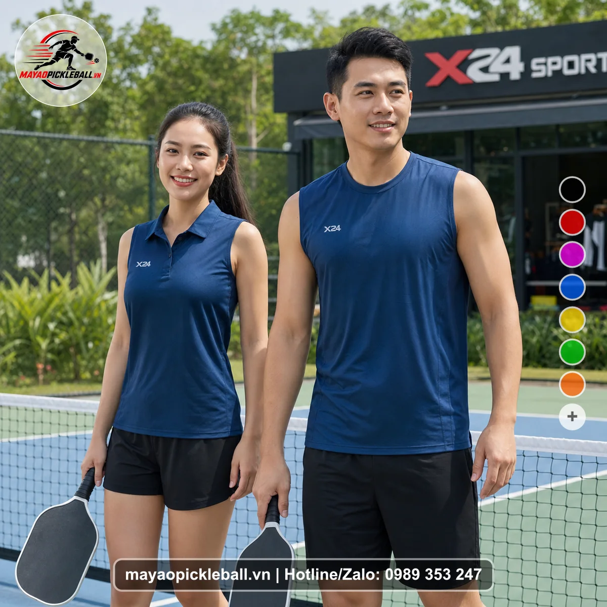 Bộ quần áo pickleball X24-PB-377 nổi bật biến thể không ống tay