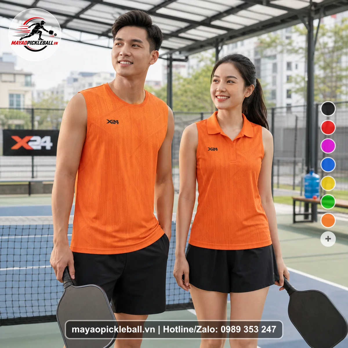 Bộ quần áo pickleball X24-PB-379 nổi bật biến thể không ống tay