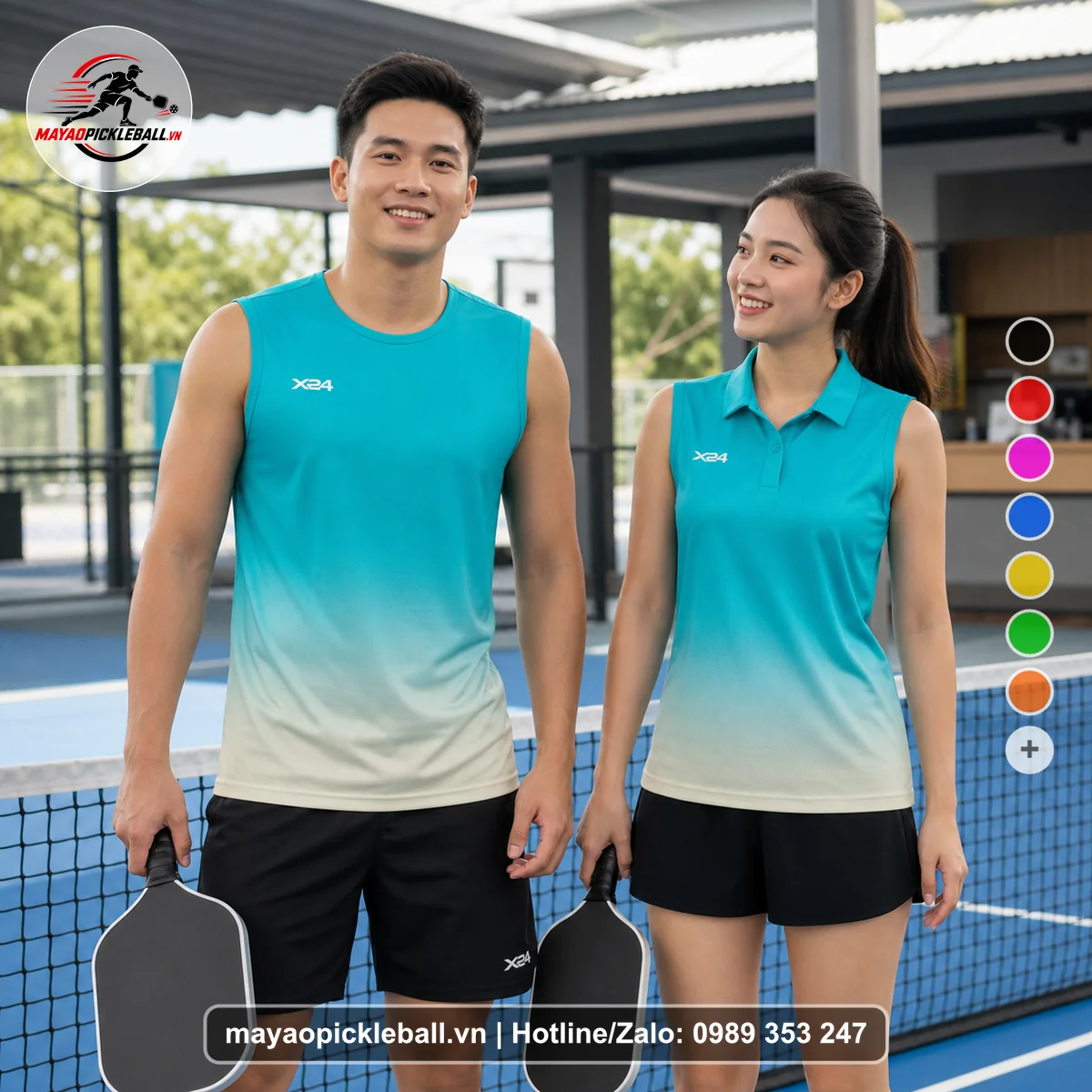 Bộ quần áo pickleball X24-PB-381 nổi bật biến thể không ống tay