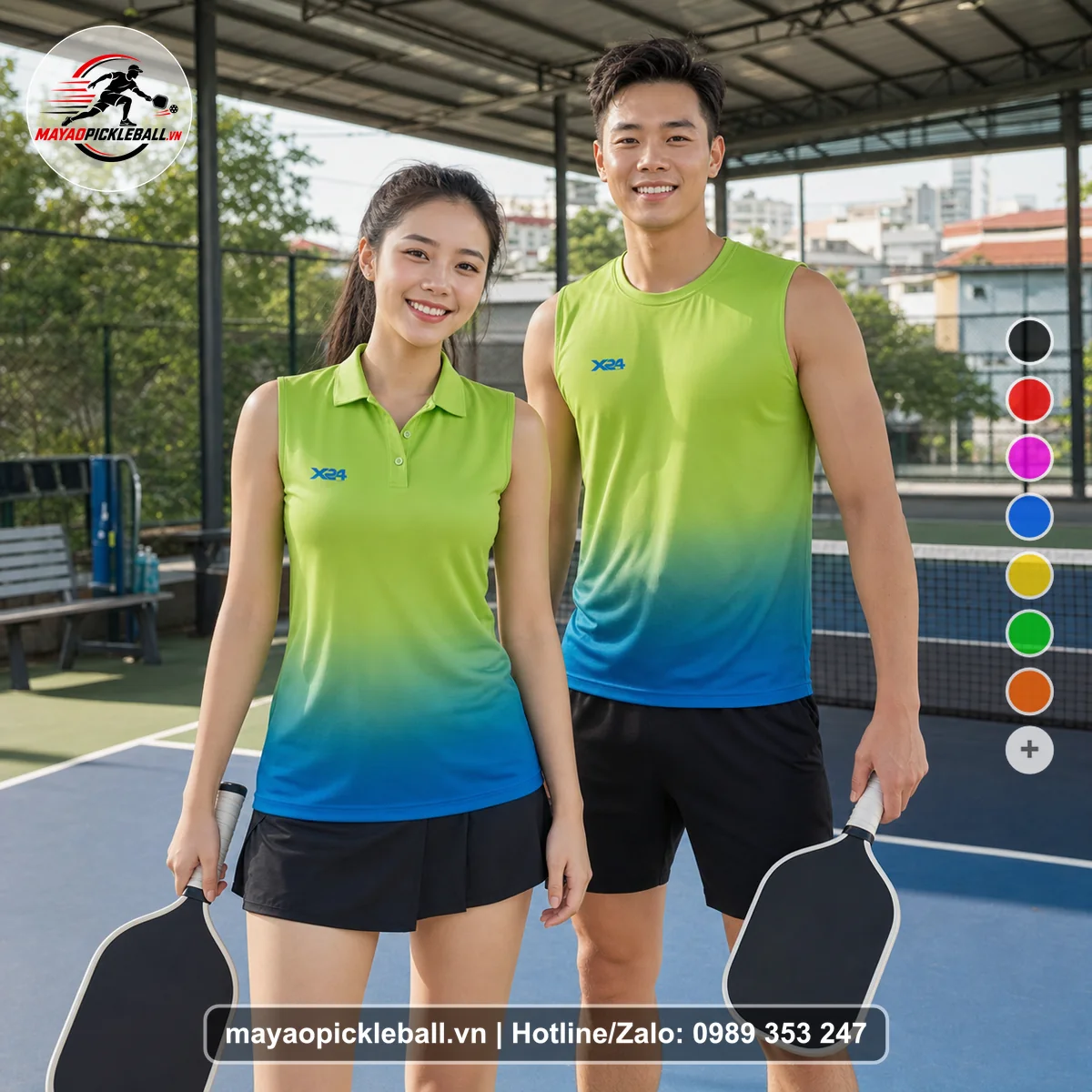 Bộ quần áo pickleball X24-PB-382 nổi bật biến thể không ống tay