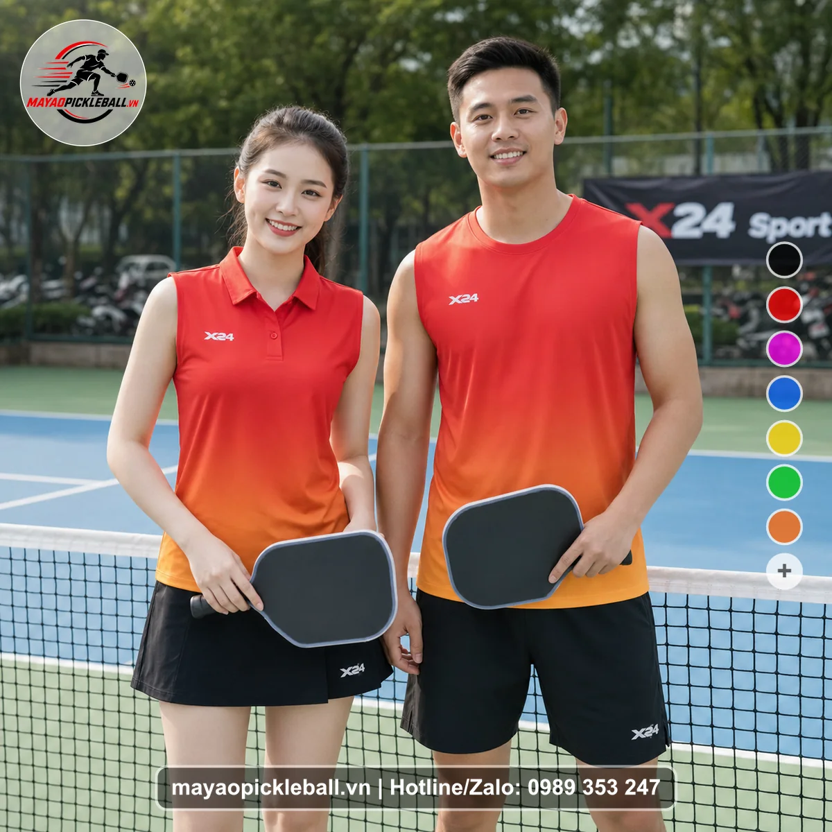 Bộ quần áo pickleball X24-PB-385 nổi bật biến thể không ống tay