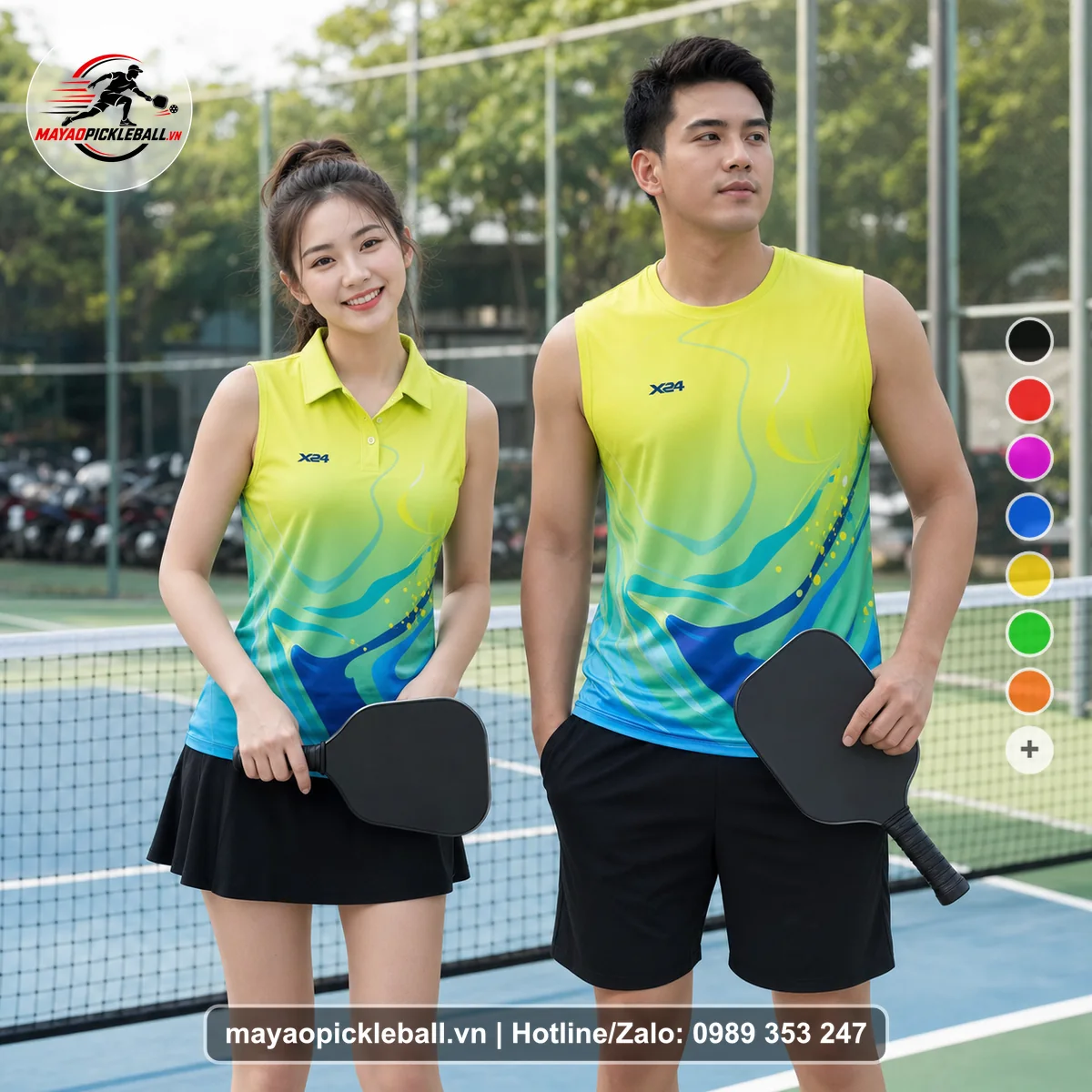 Bộ quần áo pickleball X24-PB-386 nổi bật biến thể không ống tay