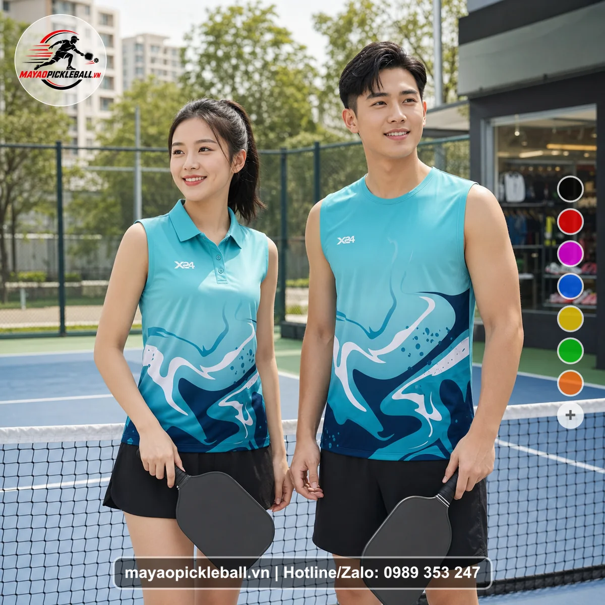 Bộ quần áo pickleball X24-PB-387 nổi bật biến thể không ống tay