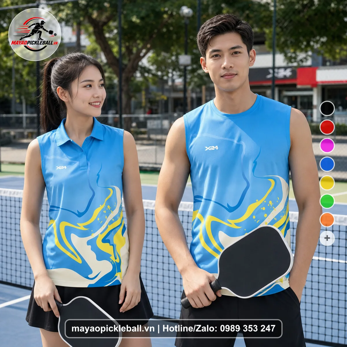 Bộ quần áo pickleball X24-PB-389 nổi bật biến thể không ống tay