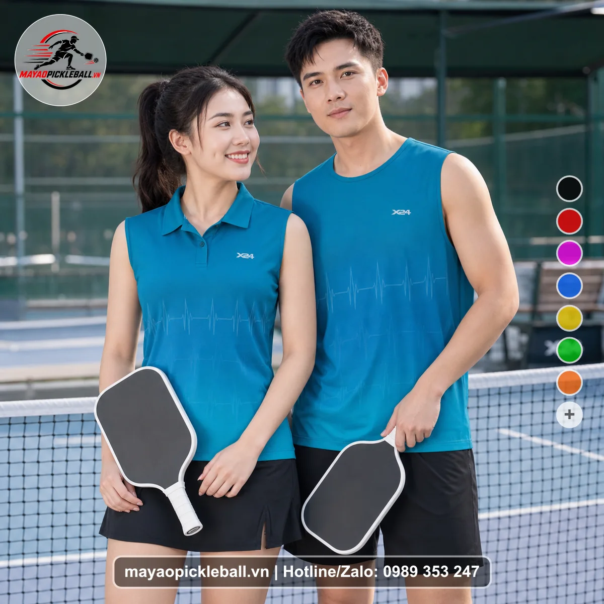 Bộ quần áo pickleball X24-PB-390 nổi bật biến thể không ống tay