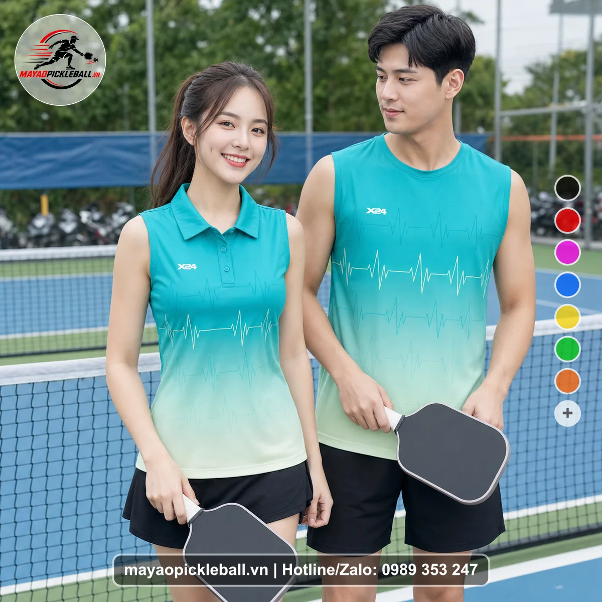 Bộ quần áo pickleball X24-PB-391 nổi bật biến thể không ống tay