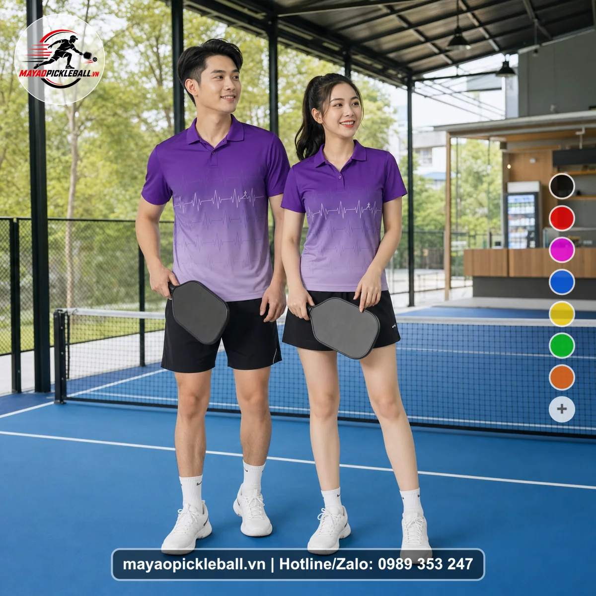 Bộ quần áo pickleball X24-PB-392 nổi bật áo có tay có cổ