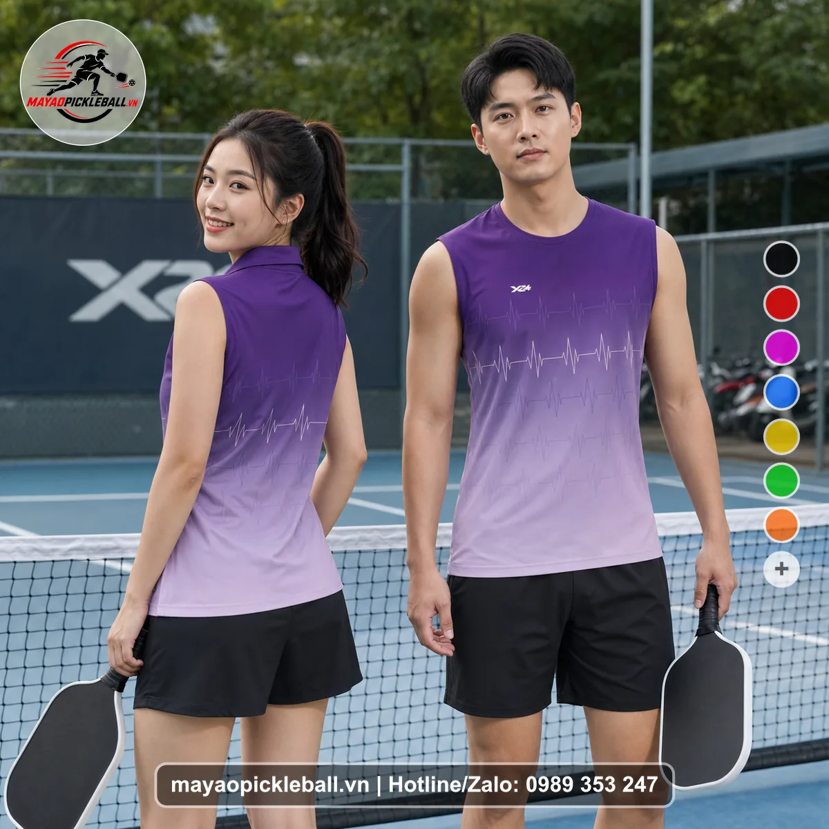 Bộ quần áo pickleball X24-PB-392 nổi bật biến thể không ống tay